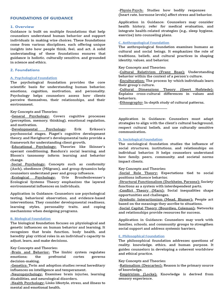 Foundations of Guidance and Counseling | PDF | Psychotherapy | Psychology