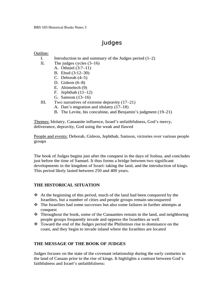 Judges Overview: Cycles of Israel's Unfaithfulness | PDF | Book Of ...