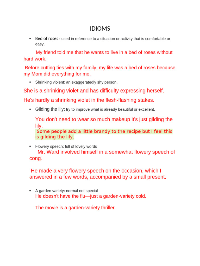Violet and Clarity Idioms Explained | PDF