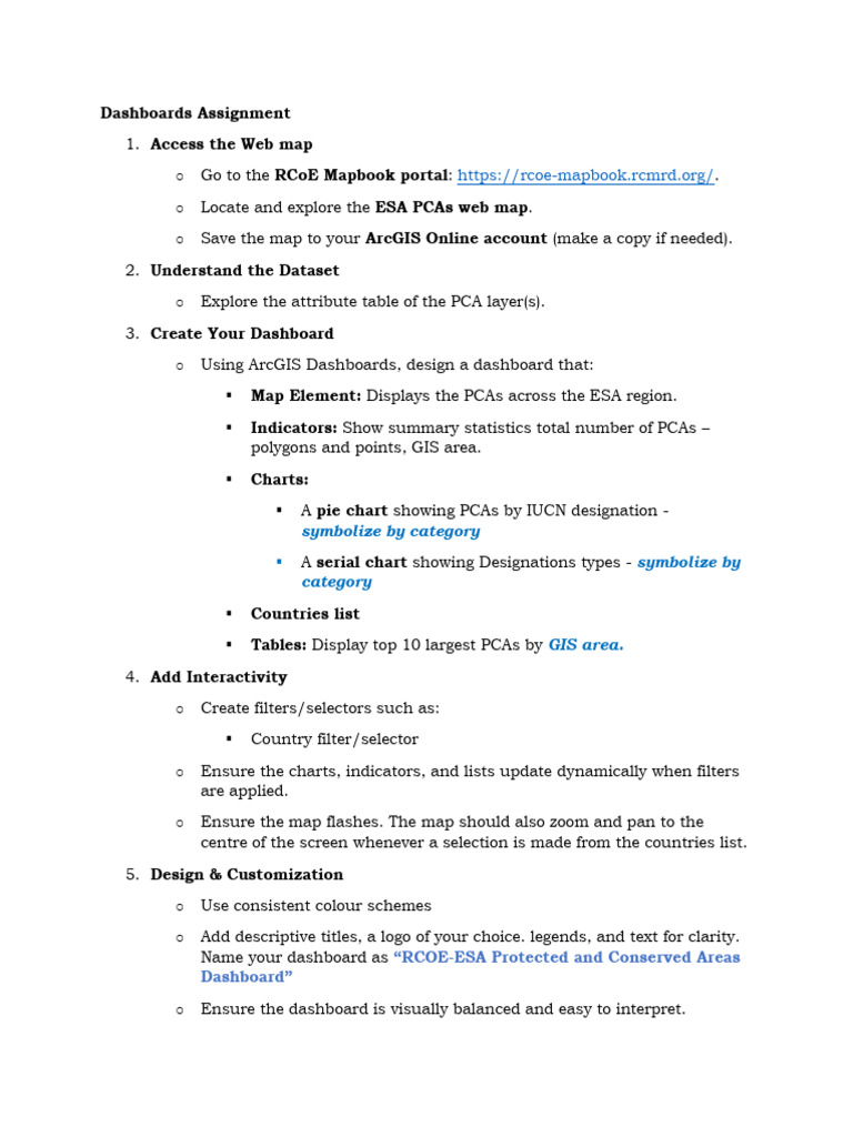 ESA PCA Dashboard Creation Guide | PDF