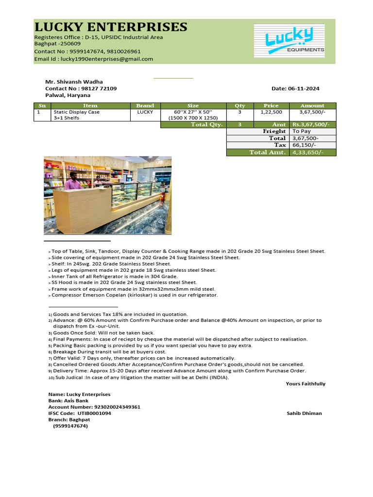 Stainless Steel Kitchen Equipment Quotation | PDF
