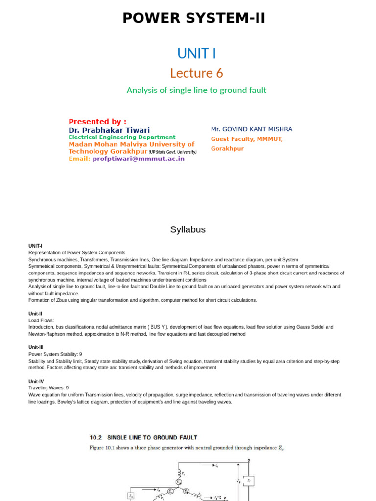 Single Line to Ground Fault Analysis | PDF