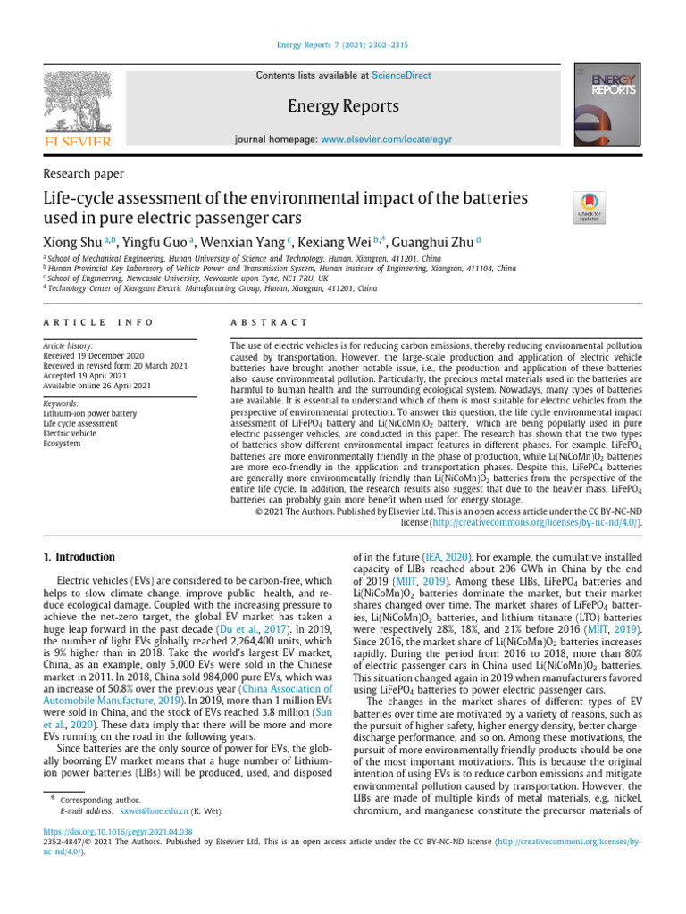 Life-Cycle Impact of EV Batteries | PDF | Electric Vehicle | Life Cycle ...