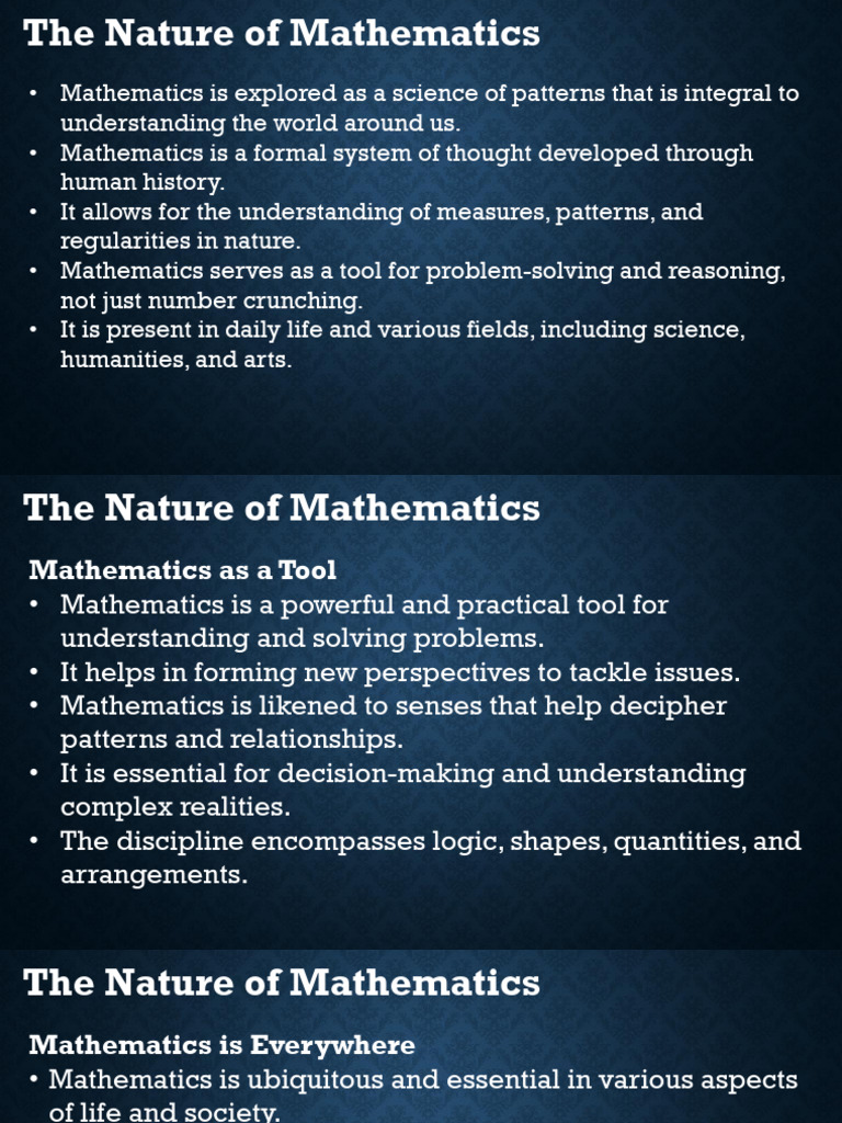 Nature of Math and Mathematics of Nature | PDF | Mathematics | Pattern