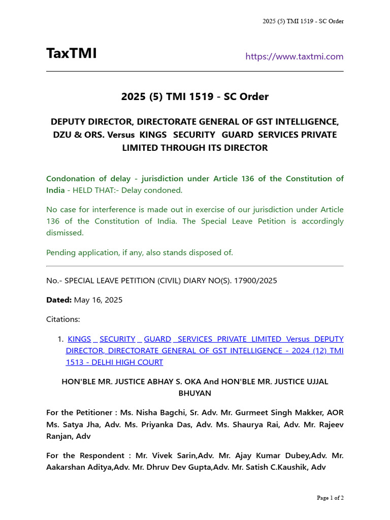 Negative Blocking SLP 2025 (5) TMI 1519 - SC Order | PDF