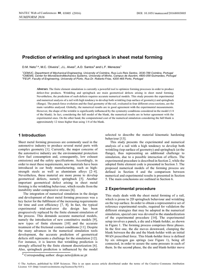 Predicting Wrinkling and Springback in Metal Forming | PDF | Stress ...