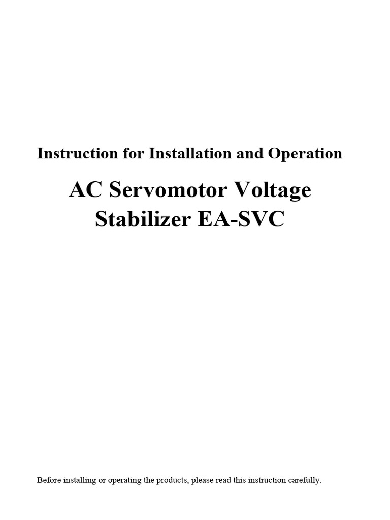 SVC Voltage Regulator Installation Guide | PDF | Mains Electricity ...