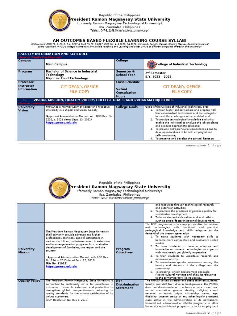 Flexible Learning Syllabus for BSIT Program | PDF | Learning | Online Chat