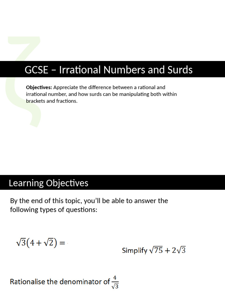 Understanding Surds for GCSE Maths | PDF | Numbers | Rational Number