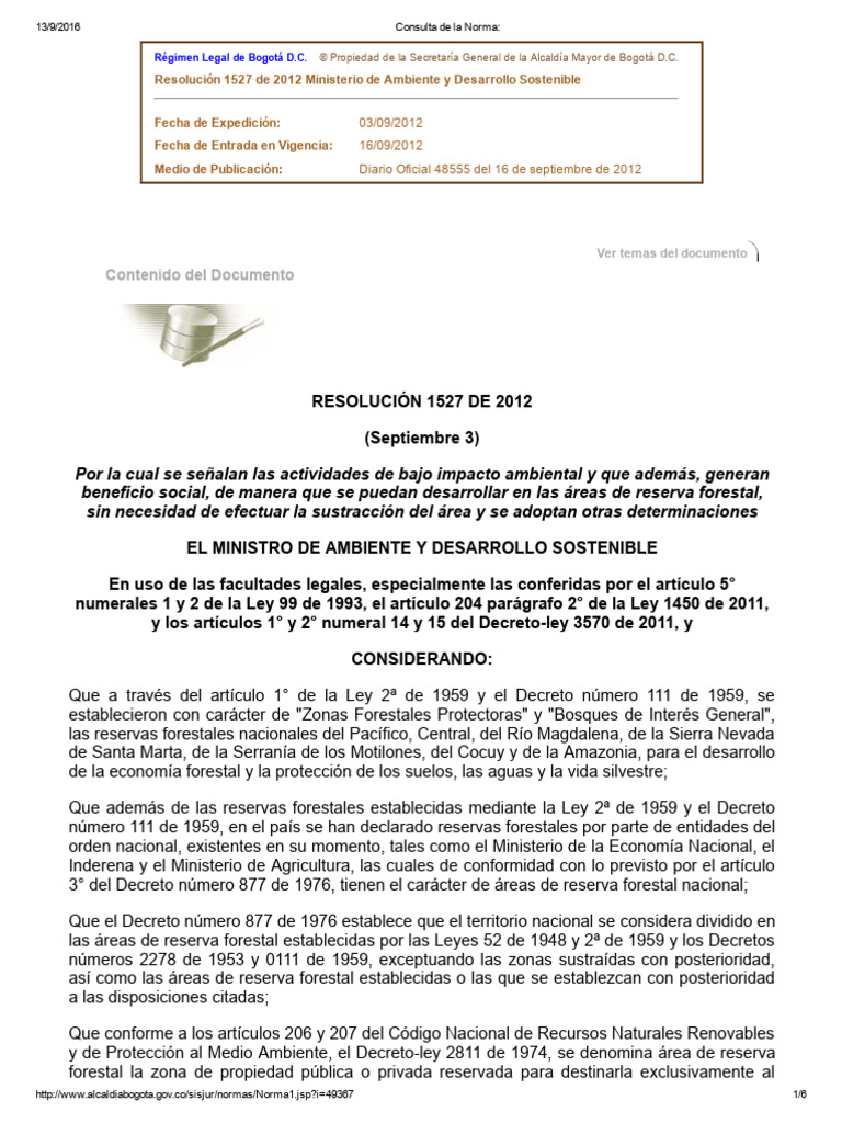 Resolucion - 1527 de 2012 | PDF | Los bosques | Sustentabilidad