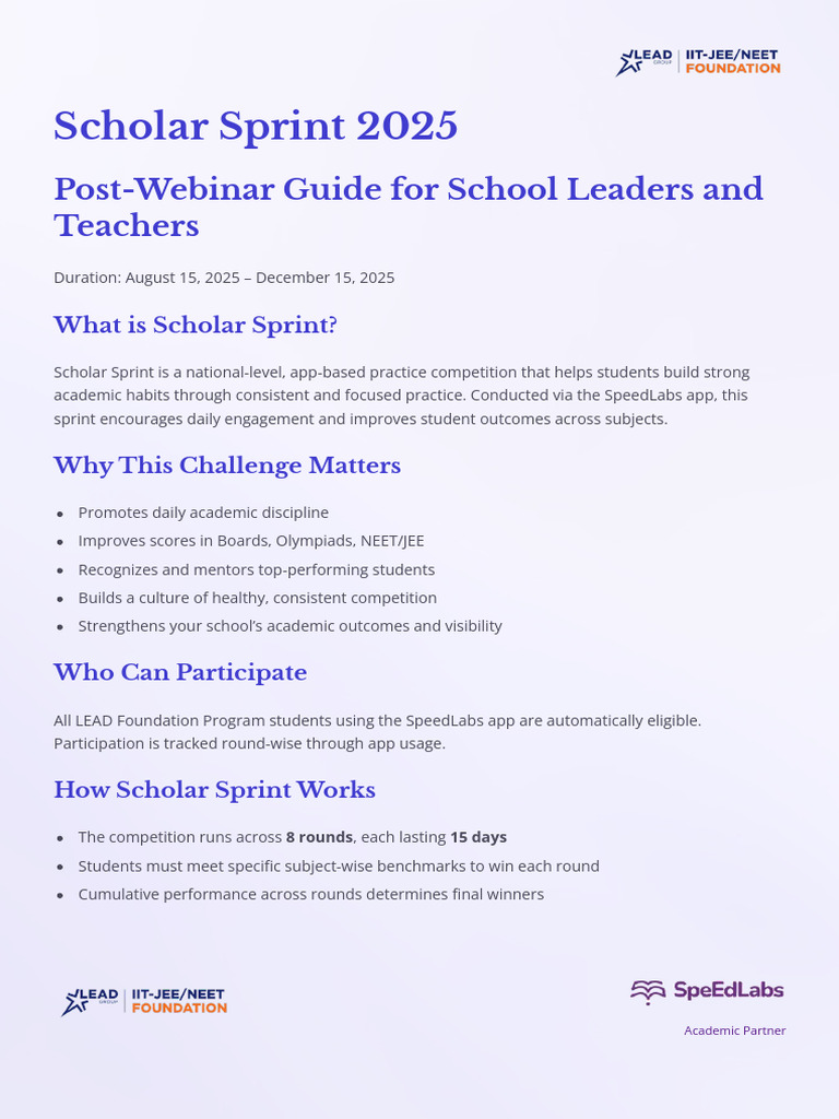 Scholar Sprint Program 2025 Document | PDF