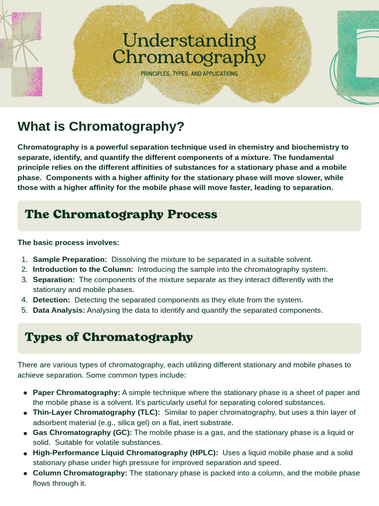 Chromatography: Principles and Types | PDF | Chromatography | High ...