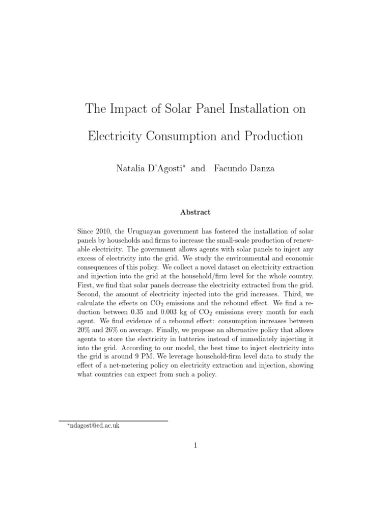 Solar Panel Impact on Electricity Use | PDF | Renewable Energy ...