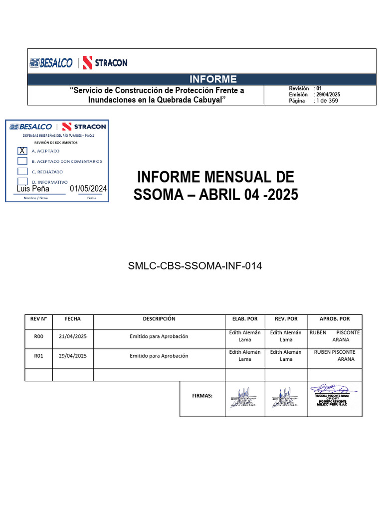 Informe Mensual SSOMA Abril 2025 | PDF | Seguridad y salud ocupacional ...