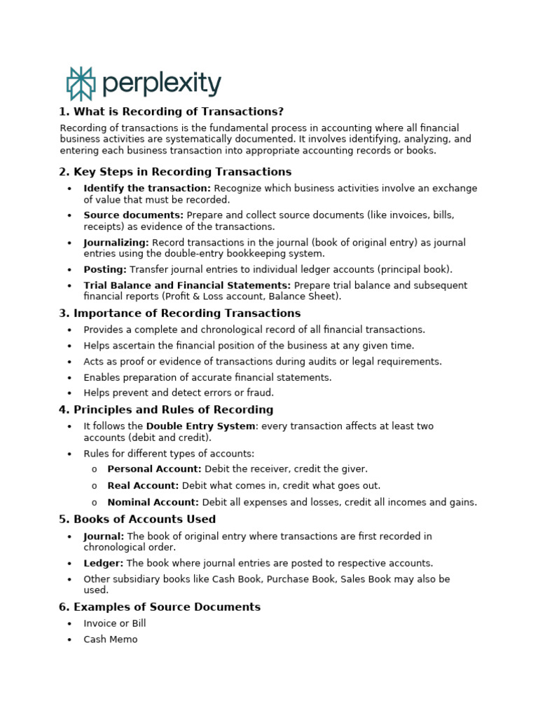 Recording Transactions in Accounting | PDF | Debits And Credits ...