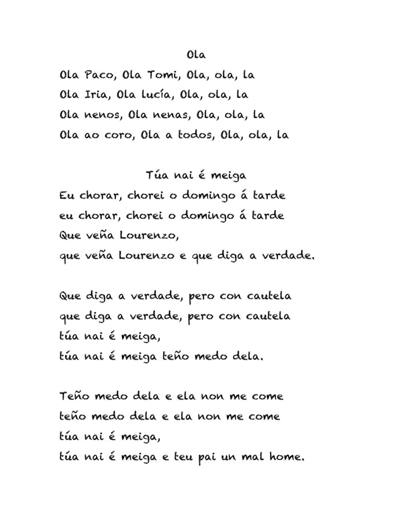 Cancións Letras Galegas | PDF