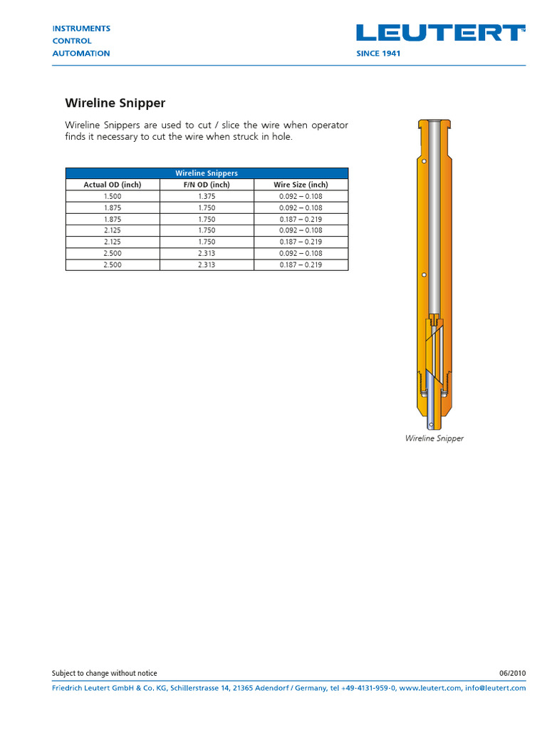 Wireline Snipper Specifications Guide | PDF