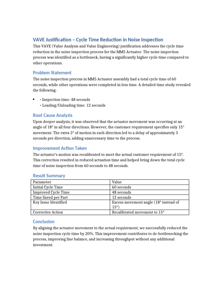 Noise Inspection Cycle Time Reduction | PDF