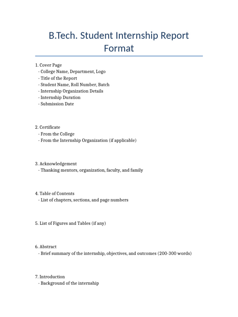 BTech Internship Report Format | PDF