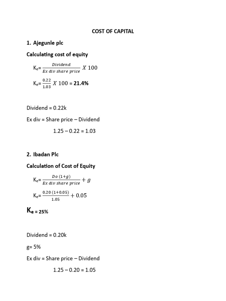 Cost of Capital Calculations for Companies | PDF | Net Present Value ...