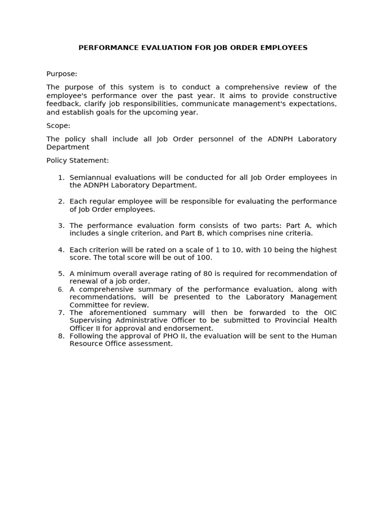 Laboratory Employee Performance Review | PDF