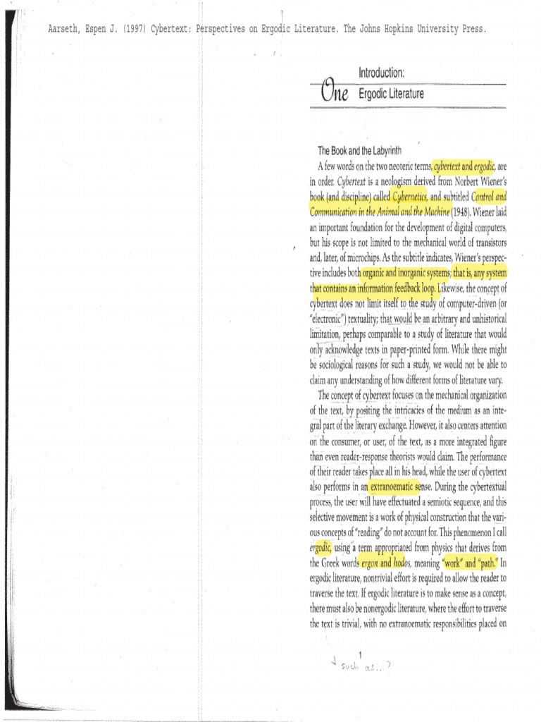 Aarseth Cybertext Introduction Shortened | PDF