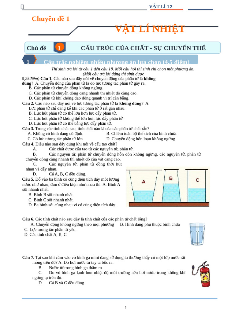 Chuyên Đê 1 - Vật Lí Nhiệt - Hs | PDF