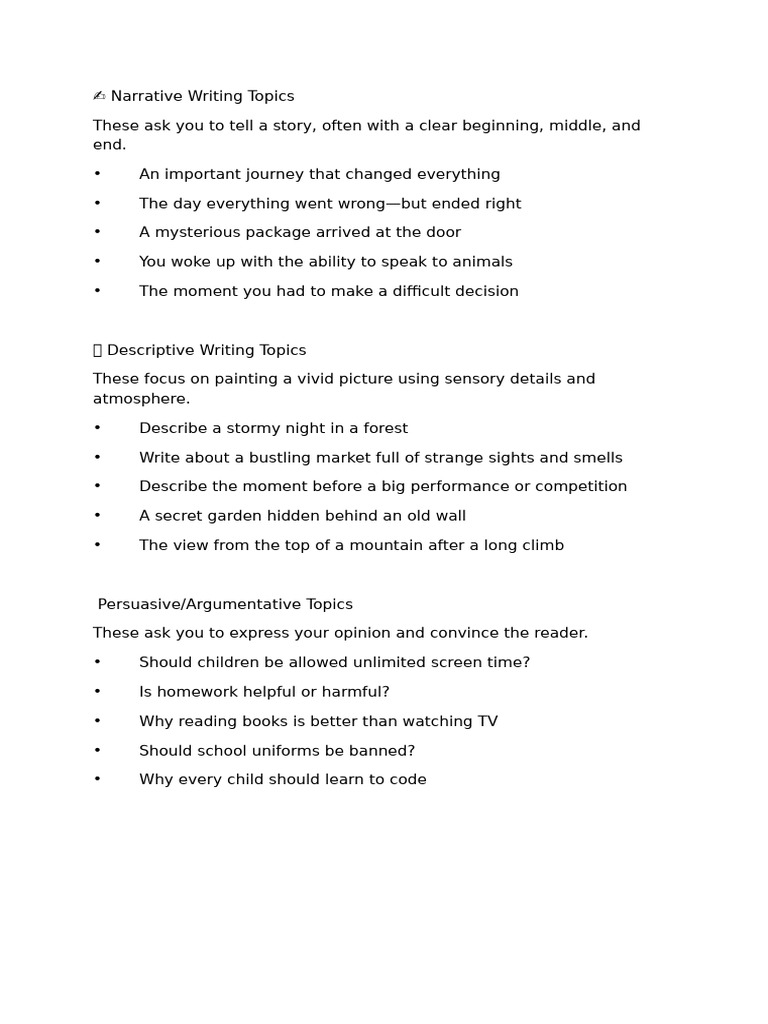 Creative Writing Topic Ideas | PDF | Metaphor