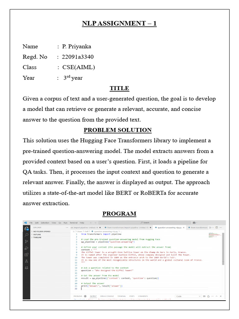 NLP Question-Answering Model Guide | PDF | Information Retrieval ...