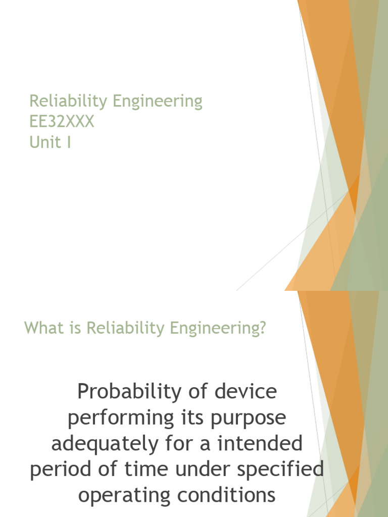Reliability Engineering Unit I | PDF | Probability Distribution ...