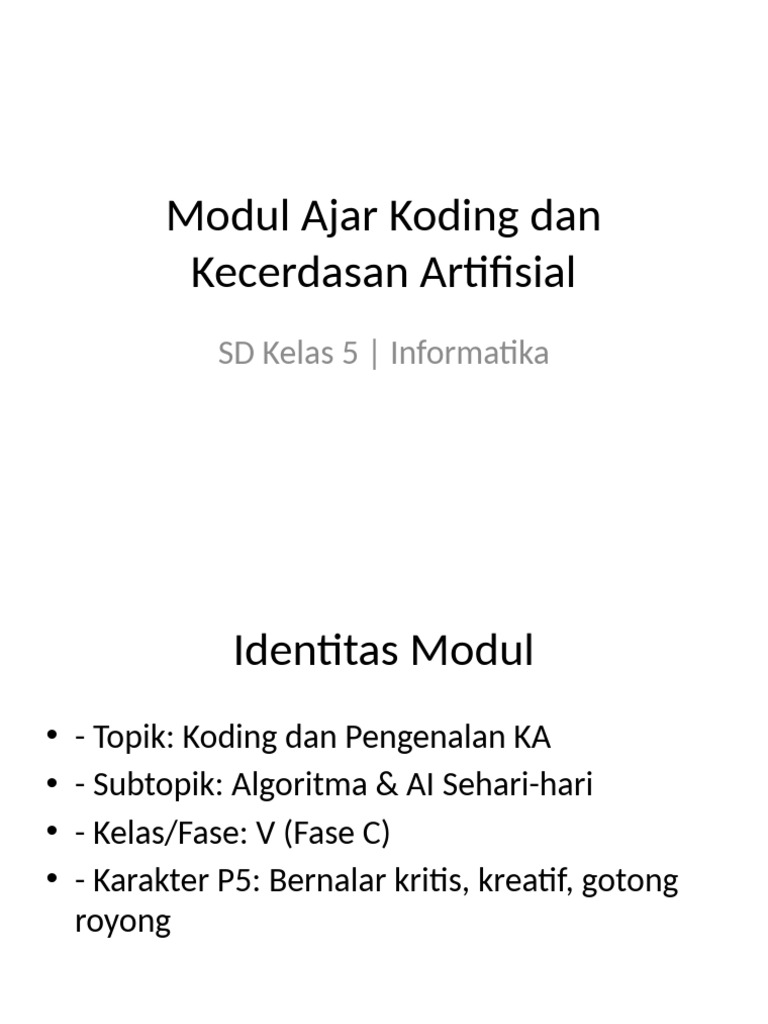 Modul Ajar Koding & AI Kelas 5 SD | PDF