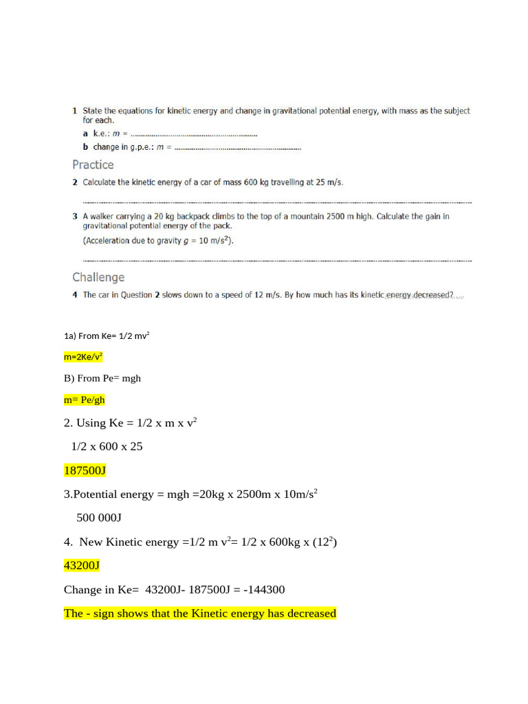 Energy Calculations and Concepts Guide | PDF