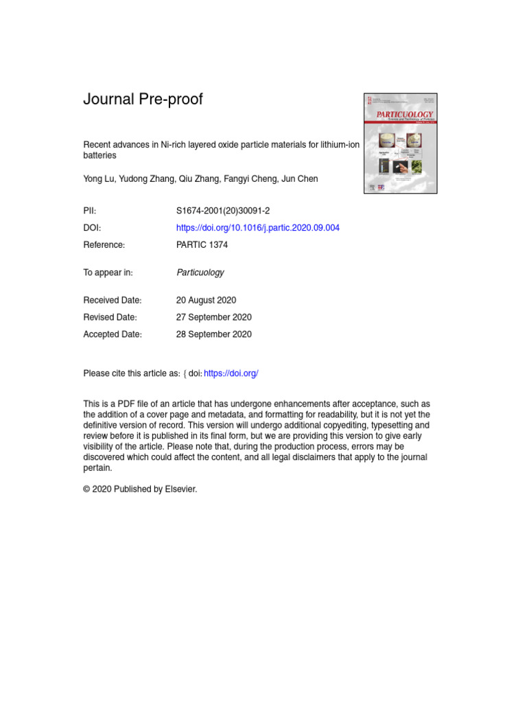 10 1016@j Partic 2020 09 004 | PDF | Lithium Ion Battery | Doping ...