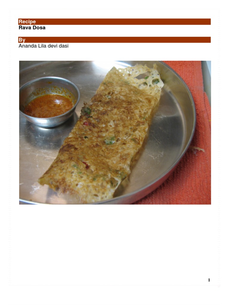 Rava Dosa | PDF | Cooking, Food & Wine