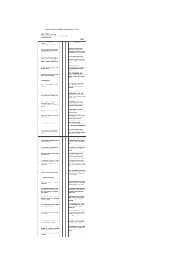 Evaluación de Control Interno en Caja y Bancos | PDF | Contabilidad ...