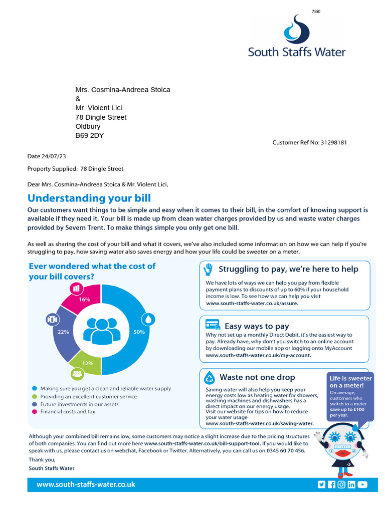 Understanding Your Water Bill Breakdown | PDF | Cheque | Debit Card
