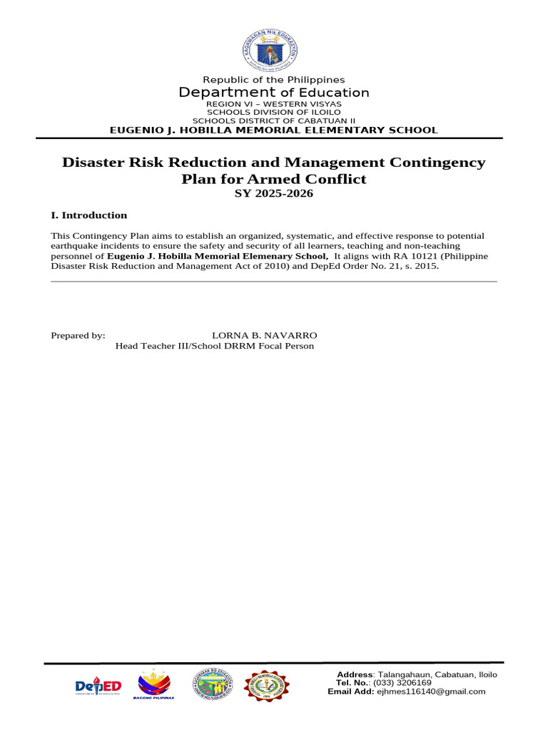Disaster Risk Management Plan 2025-2026 | PDF
