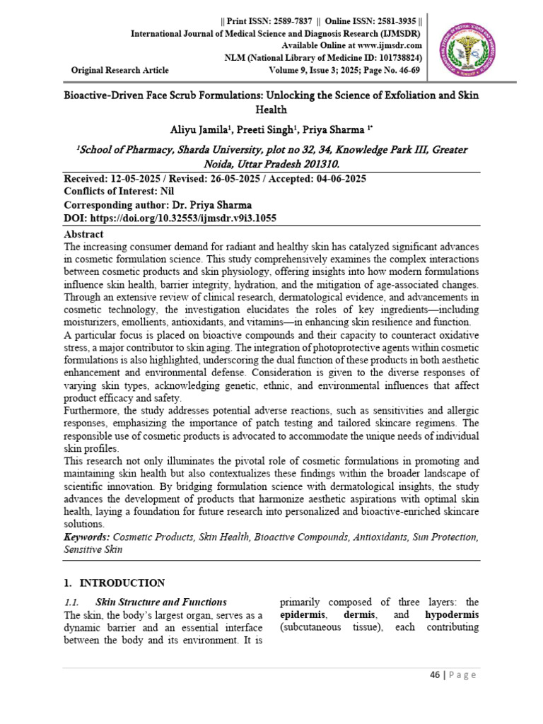 Bioactive-Driven Face Scrub Formulation | PDF | Skin Care | Cosmetics