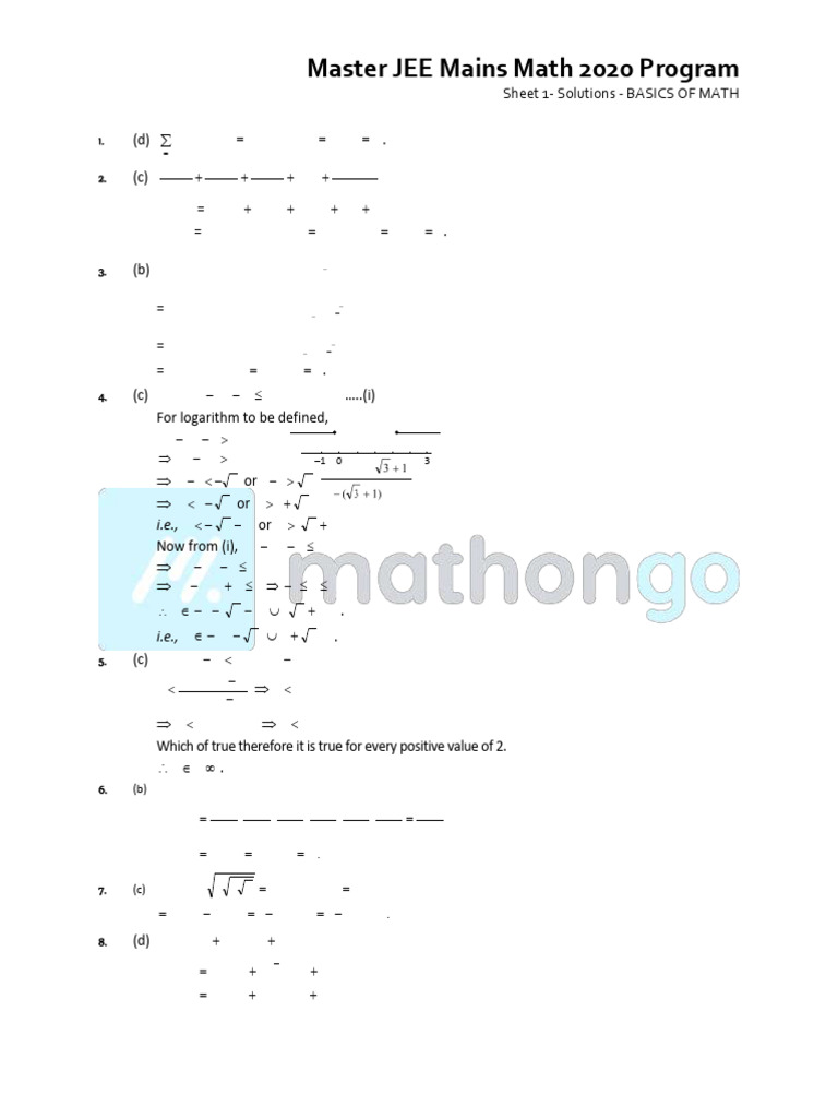 JEE Mains Math 2020: Basics Solutions | PDF | Mathematical Objects ...