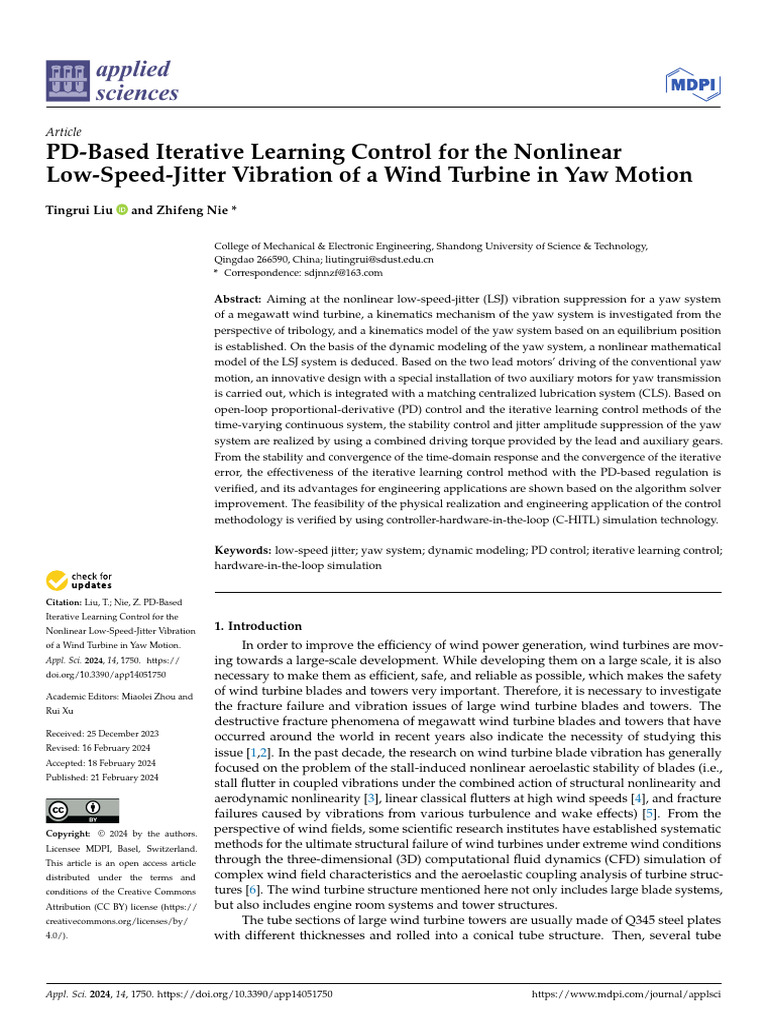 PD Control for Wind Turbine Yaw Stability | PDF | Control Theory | Wind ...