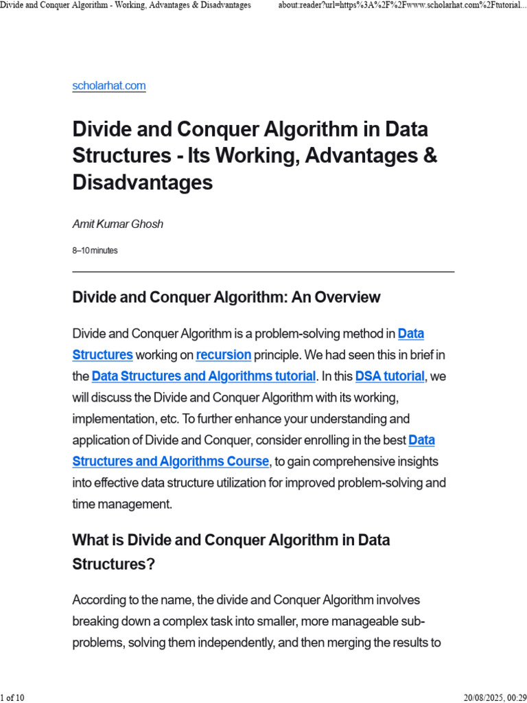 Divide and Conquer Algorithm Insights | PDF | Theoretical Computer ...