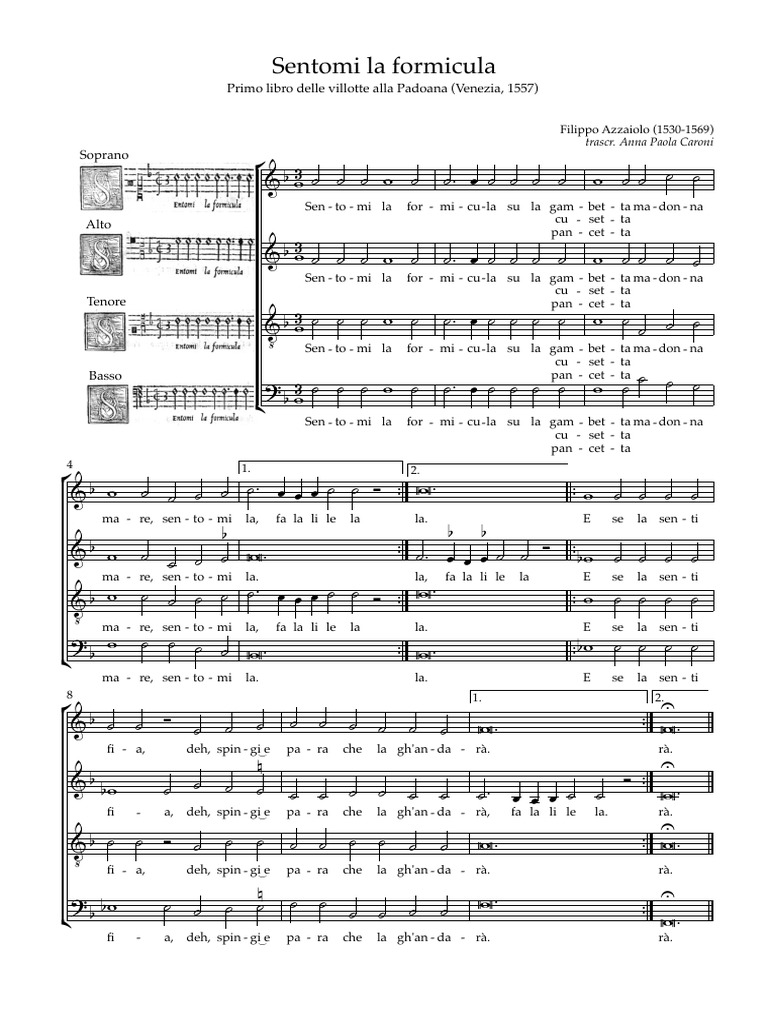 Sentomi la formicula: Análisis Musical | PDF