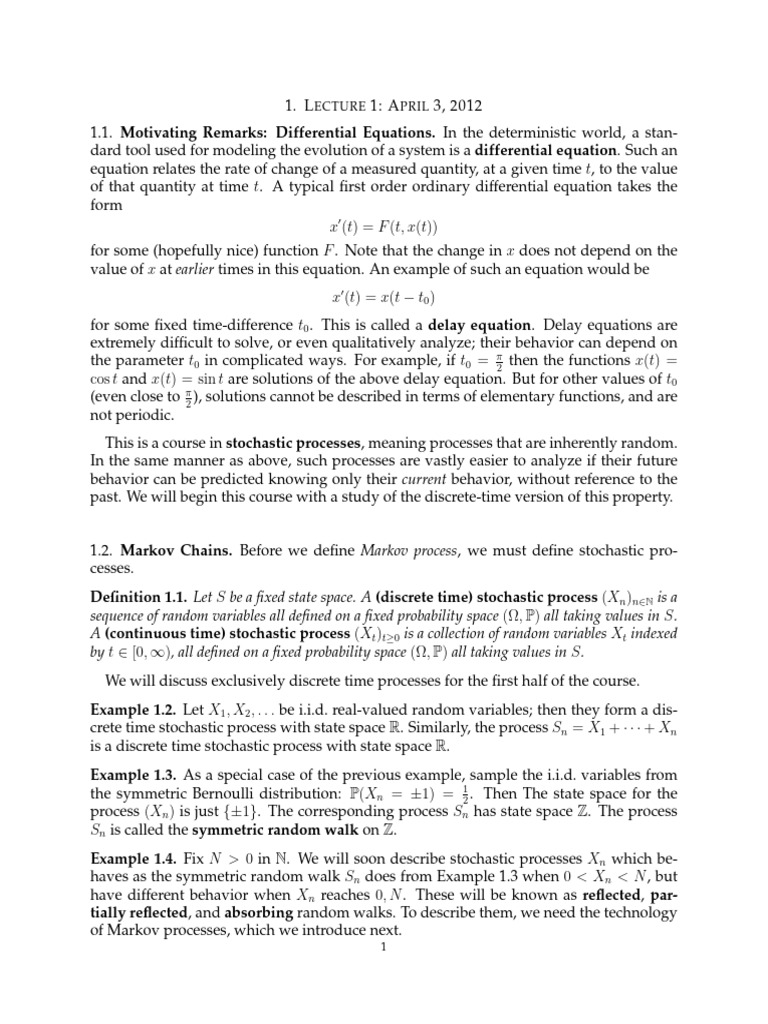 Introduction to Markov Chains and Processes | PDF | Stochastic Process ...