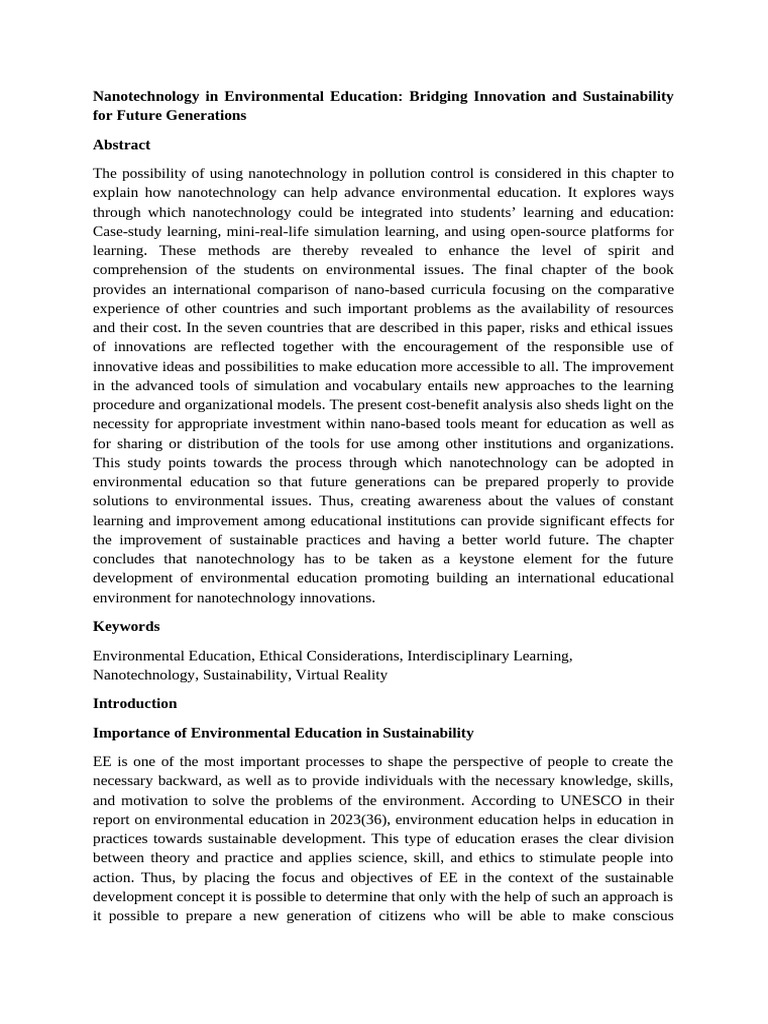 Nanotechnology in Environmental Education | PDF | Simulation ...