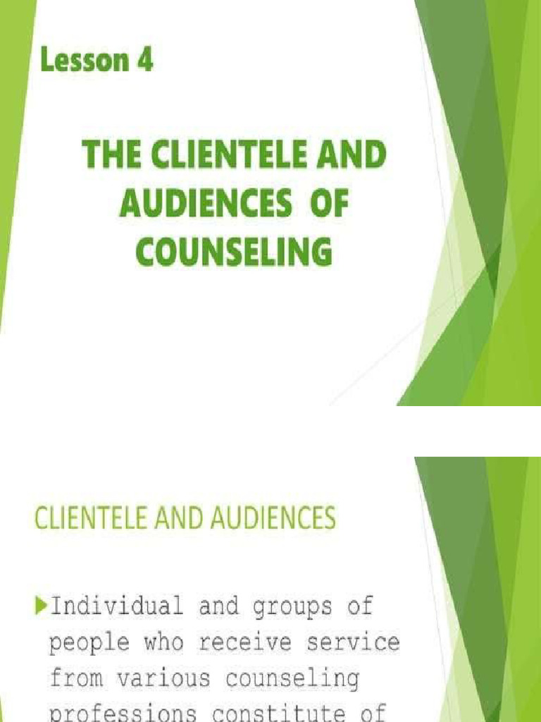 Diass The Clientele and Audiences of Counseling | PDF