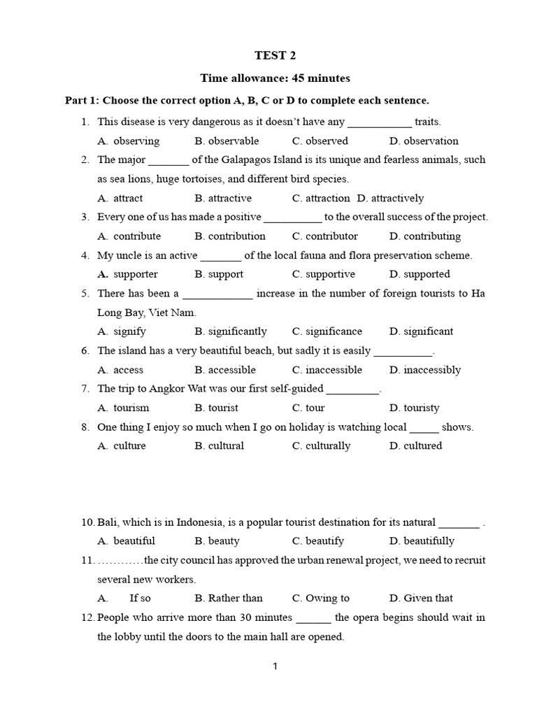English Language Test Practice | PDF | Teachers