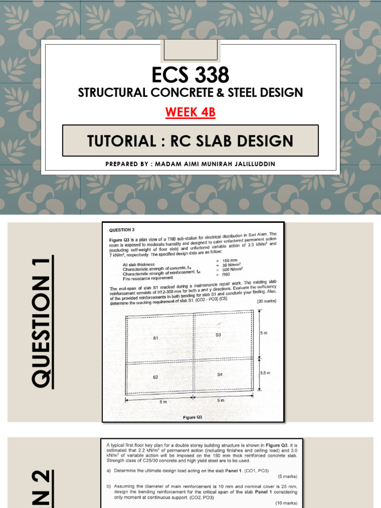 RC Slab Design Tutorial - ECS 338 | PDF