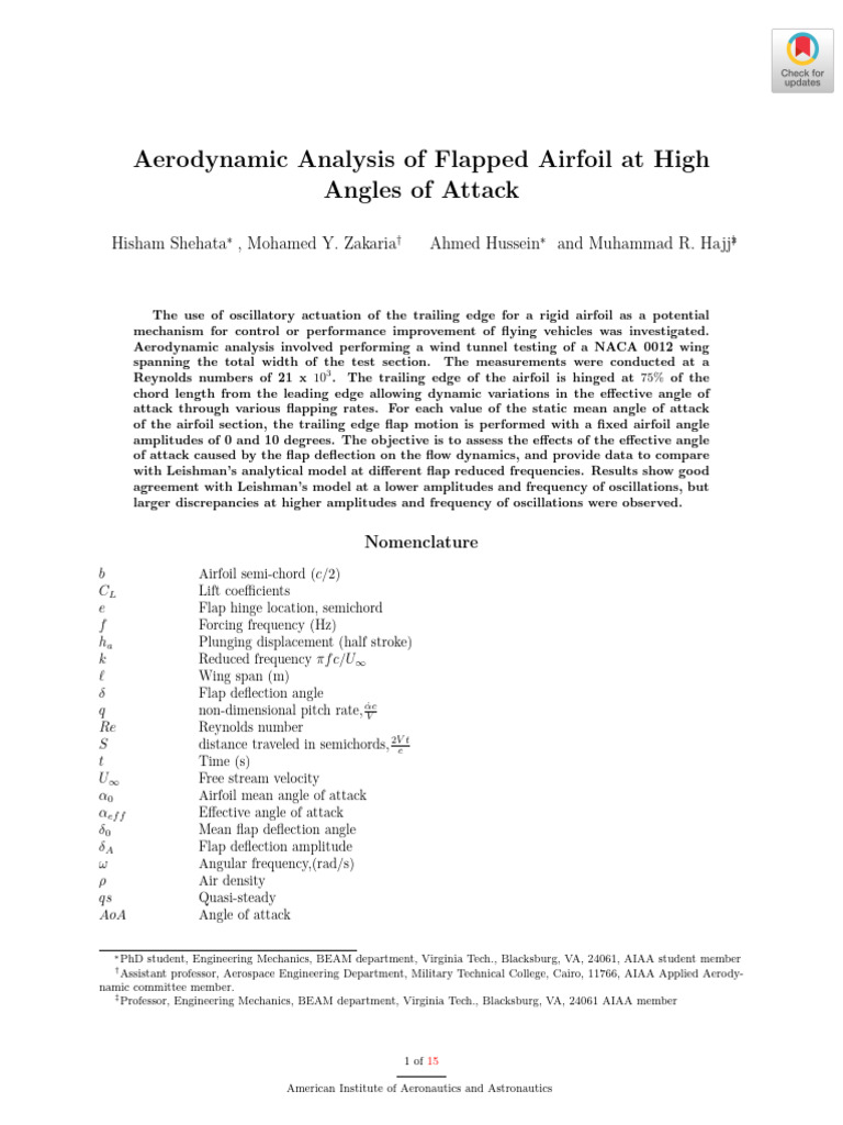 Aerodynamic Analysis of Flapped Airfoil at High Angle of Attacks | PDF ...