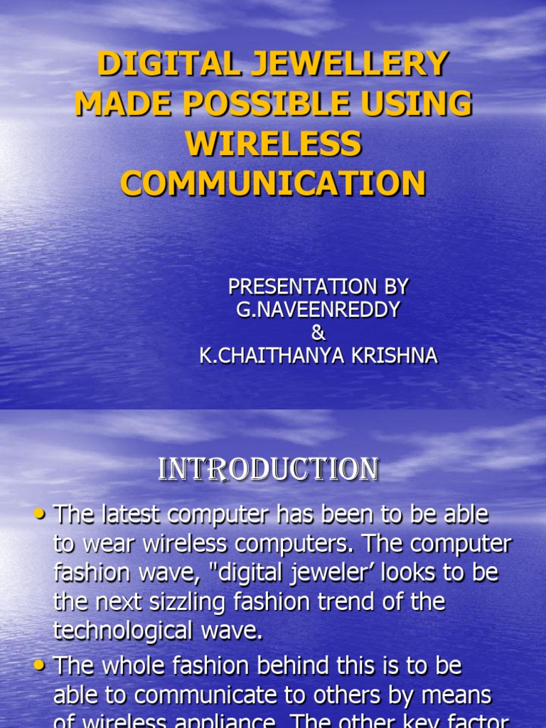 Digital Jewellery Made Possible Using Wireless Communication | PDF ...