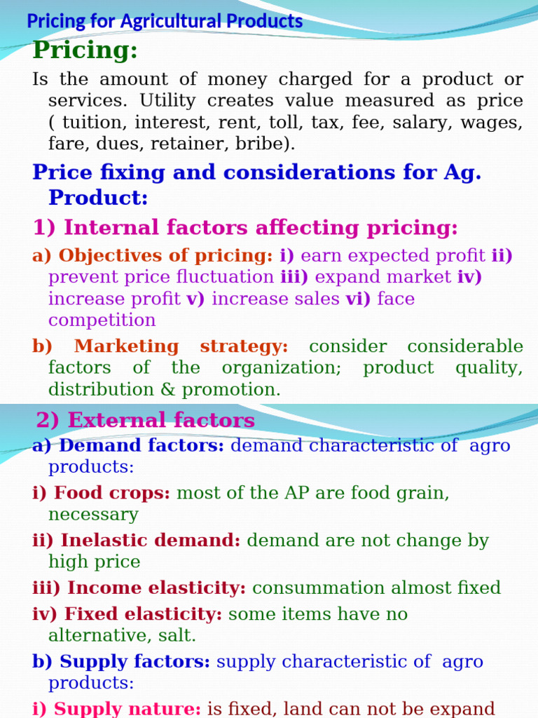 Agricultural Pricing Strategies Explained | PDF